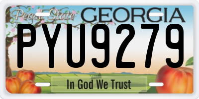 GA license plate PYU9279