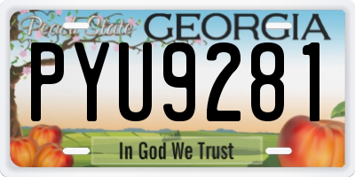 GA license plate PYU9281