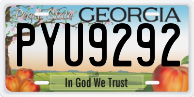 GA license plate PYU9292