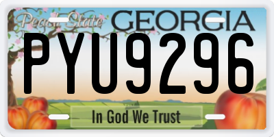 GA license plate PYU9296