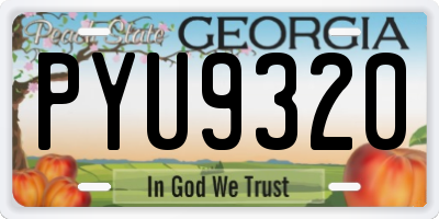 GA license plate PYU9320