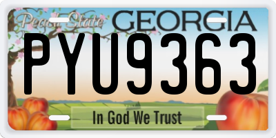 GA license plate PYU9363
