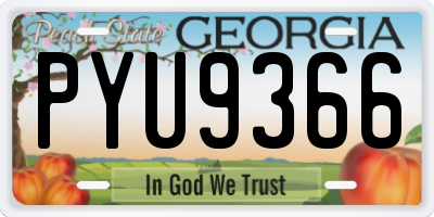 GA license plate PYU9366