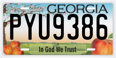 GA license plate PYU9386