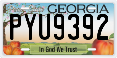 GA license plate PYU9392