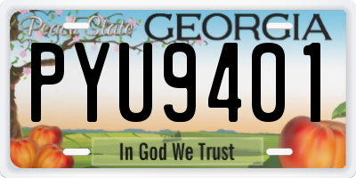 GA license plate PYU9401