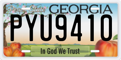 GA license plate PYU9410