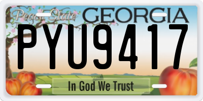 GA license plate PYU9417
