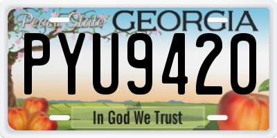 GA license plate PYU9420