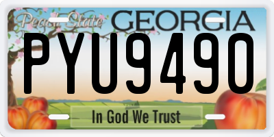 GA license plate PYU9490