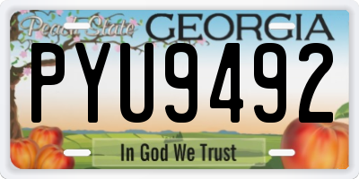 GA license plate PYU9492