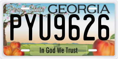GA license plate PYU9626