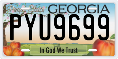 GA license plate PYU9699
