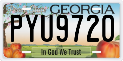 GA license plate PYU9720