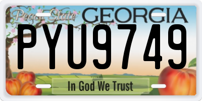 GA license plate PYU9749