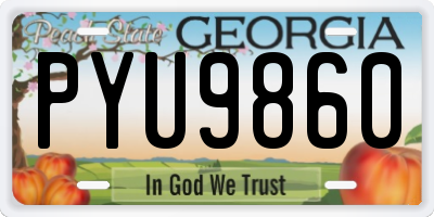 GA license plate PYU9860