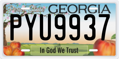 GA license plate PYU9937