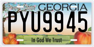 GA license plate PYU9945