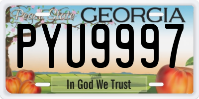 GA license plate PYU9997