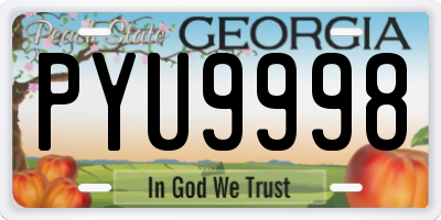 GA license plate PYU9998
