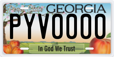 GA license plate PYV0000