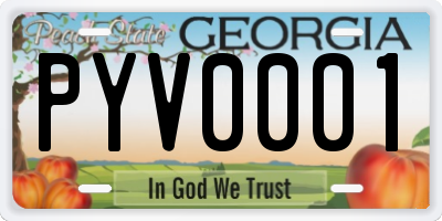 GA license plate PYV0001