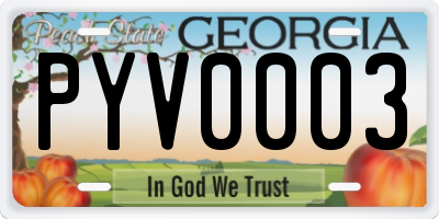 GA license plate PYV0003