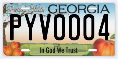 GA license plate PYV0004