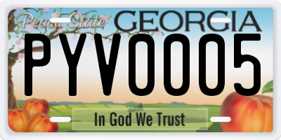 GA license plate PYV0005