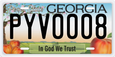 GA license plate PYV0008