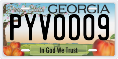 GA license plate PYV0009