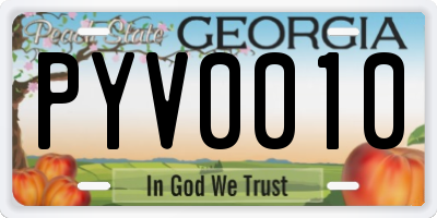 GA license plate PYV0010