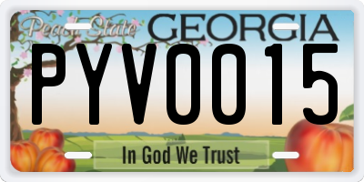 GA license plate PYV0015