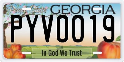 GA license plate PYV0019