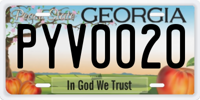 GA license plate PYV0020