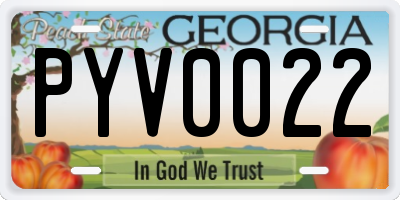 GA license plate PYV0022