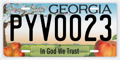 GA license plate PYV0023