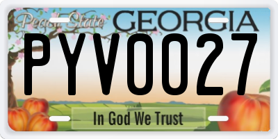 GA license plate PYV0027
