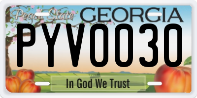 GA license plate PYV0030