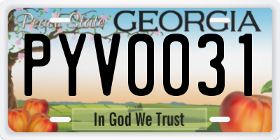 GA license plate PYV0031