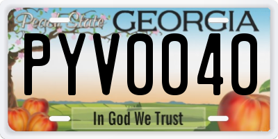 GA license plate PYV0040