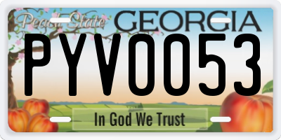 GA license plate PYV0053