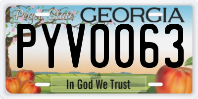 GA license plate PYV0063