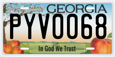 GA license plate PYV0068