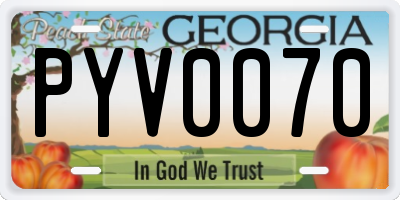 GA license plate PYV0070