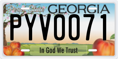 GA license plate PYV0071