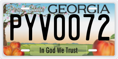 GA license plate PYV0072