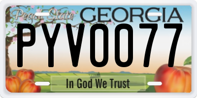 GA license plate PYV0077