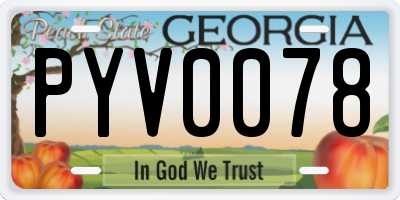 GA license plate PYV0078