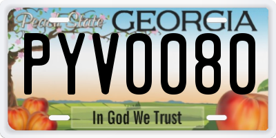 GA license plate PYV0080